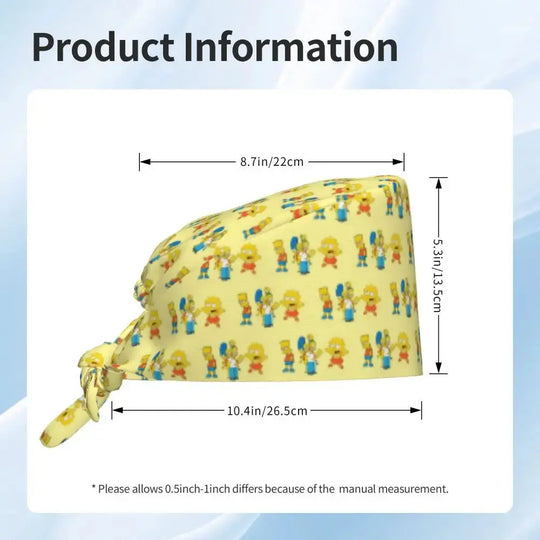 Customized The Simpsons Cartoon Cartoon Medical Staff Scrubs Hat Men Women Doctor Nursing Surgical Scrub Caps MedSurgery Store For Digital Health