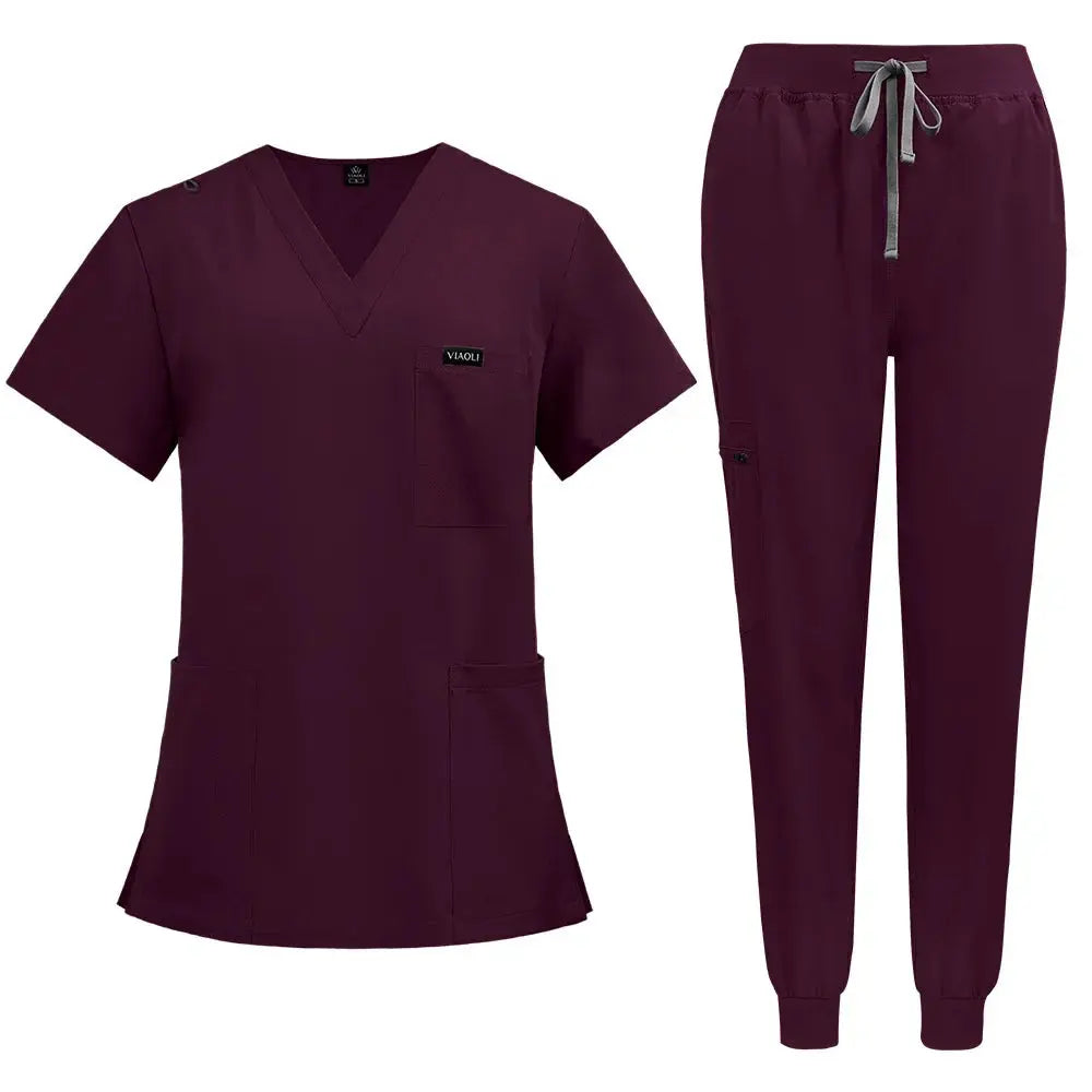 Short Sleeve Women's Scrubs - Nurse Scrubs Comfortable and Protective Scrubs for Hospital, Insulation and Skin Care (94% Polyester + 6% Spandex) CJdropshipping