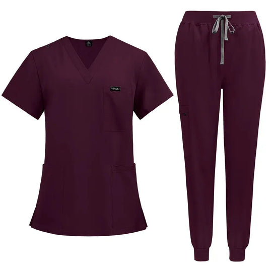 Short Sleeve Women's Scrubs - Nurse Scrubs Comfortable and Protective Scrubs for Hospital, Insulation and Skin Care (94% Polyester + 6% Spandex) CJdropshipping