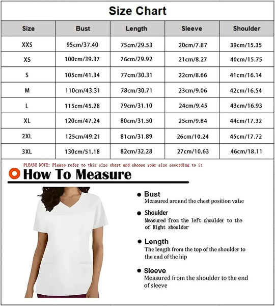 Animal vignette print veterinary surgical uniform for women, fashion v-neck tops, short sleeve, pet doctor CJdropshipping.