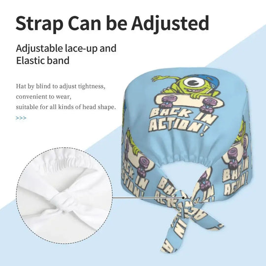 Customized adjustable work cap with Monsters University cartoon, surgical cap for men and women, surgical cap for nursing, doctor and surgeon MedSurgery Store For Digital Health