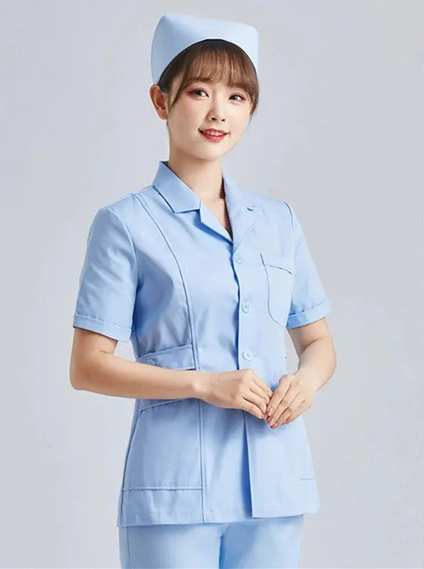 Elite White Nurse Uniform - Women's Short Sleeve Adjustable Scrub Top CJdropshipping