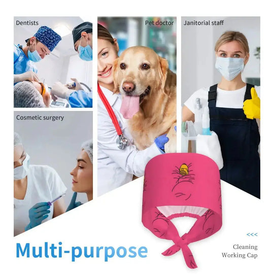 Customized The Simpsons Cartoon Cartoon Medical Staff Scrubs Hat Men Women Doctor Nursing Surgical Scrub Caps MedSurgery Store For Digital Health