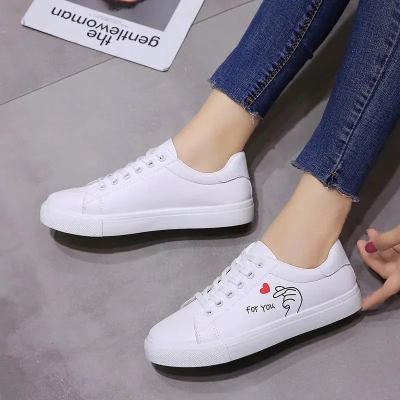 Fashionable white breathable running shoes for women, new casual lace-up shoes with embroidered flowers for spring and autumn MedSurgery Store For Digital Health