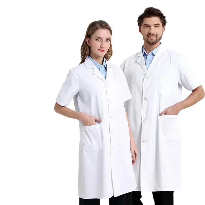 Unisex white cotton and polyester medical gown, scientist lab coat, doctor workwear, uniform, food gown, lab coat, men's coat MedSurgery Store For Digital Health