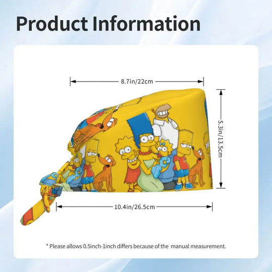 Customized The Simpsons Cartoon Cartoon Medical Staff Scrubs Hat Men Women Doctor Nursing Surgical Scrub Caps MedSurgery Store For Digital Health