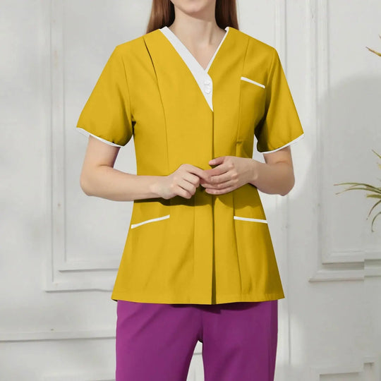 Filipina Medical Elite ISHOWTIENDA - Ergonomic Short Sleeve Clinical Uniform with V-Neck CJdropshipping