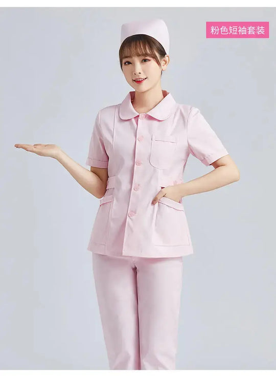 Elite White Nurse Uniform - Women's Short Sleeve Adjustable Scrub Top CJdropshipping