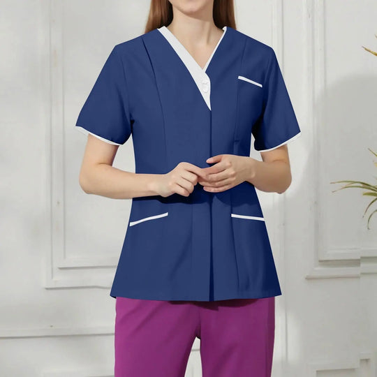 Filipina Medical Elite ISHOWTIENDA - Ergonomic Short Sleeve Clinical Uniform with V-Neck CJdropshipping