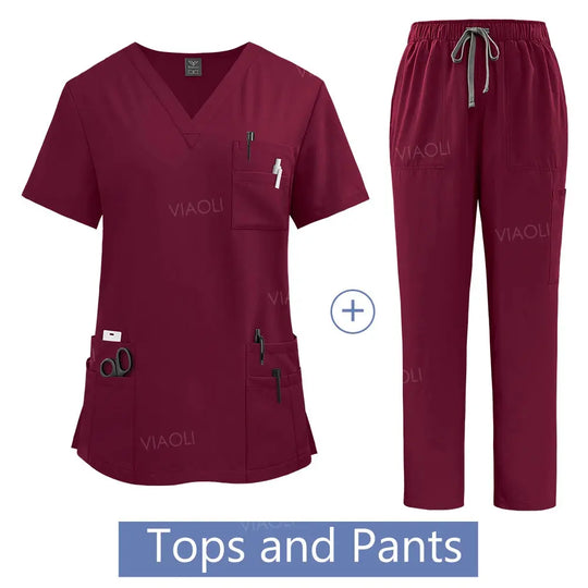 Women's medical uniform, Hospital work gown set, wholesale, nursing uniforms, pharmacy and health care clinic workwear CJdropshipping