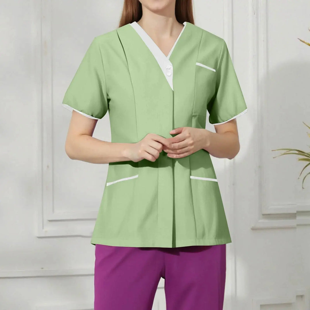 Filipina Medical Elite ISHOWTIENDA - Ergonomic Short Sleeve Clinical Uniform with V-Neck CJdropshipping