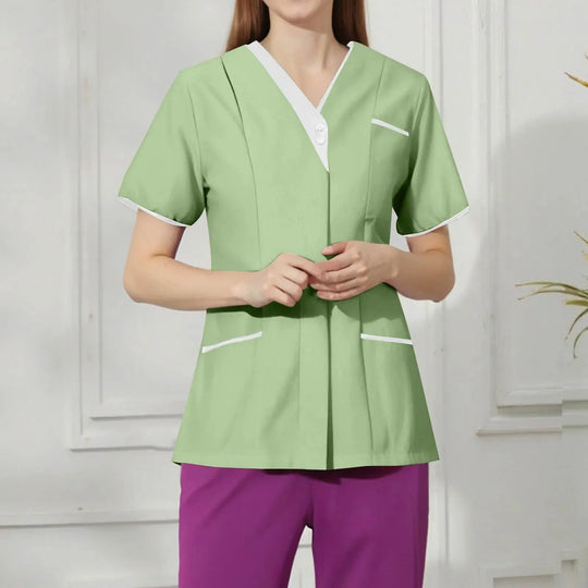 Filipina Medical Elite ISHOWTIENDA - Ergonomic Short Sleeve Clinical Uniform with V-Neck CJdropshipping