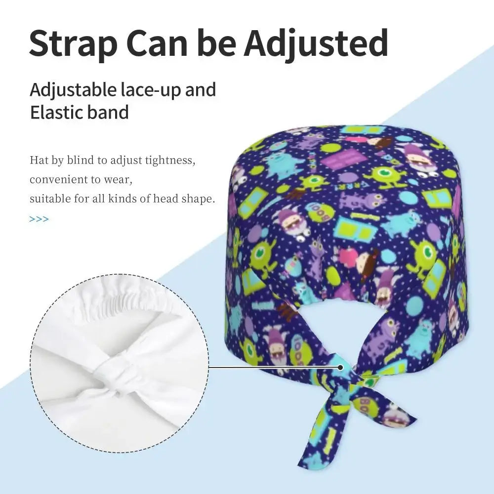 Customized adjustable work cap with Monsters University cartoon, surgical cap for men and women, surgical cap for nursing, doctor and surgeon MedSurgery Store For Digital Health