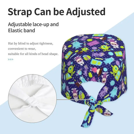 Customized adjustable work cap with Monsters University cartoon, surgical cap for men and women, surgical cap for nursing, doctor and surgeon MedSurgery Store For Digital Health