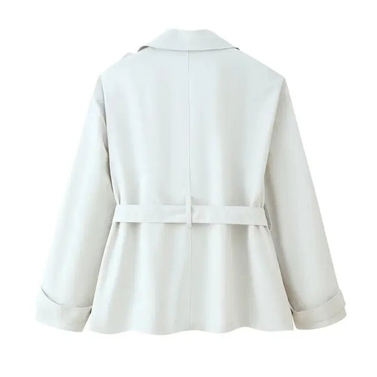 Women's trench coat, new cropped coat with belt, lapel, stylish casual top for women 2025 MedSurgery Store For Digital Health