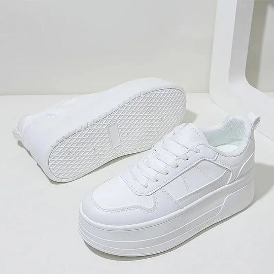 Women's white sneakers, high quality leather casual shoes, women's designer high rise athletic shoes, vulcanized shoe with platform MedSurgery Store For Digital Health