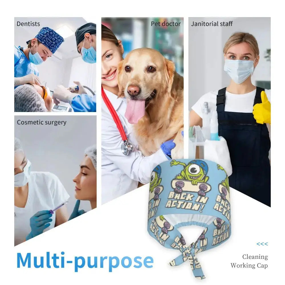 Customized adjustable work cap with Monsters University cartoon, surgical cap for men and women, surgical cap for nursing, doctor and surgeon MedSurgery Store For Digital Health