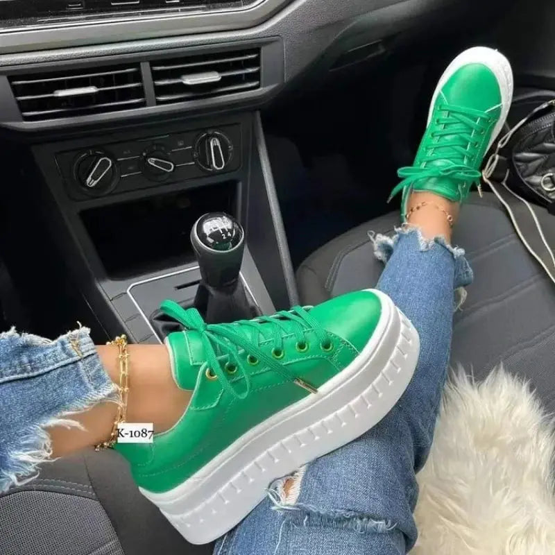 White Shoes, Women's Casual Shoes, New 2025 Platform Sneakers, Solid Color Women's Shoes, Trendy Lightweight PU Vulcanized Shoes MedSurgery Store For Digital Health