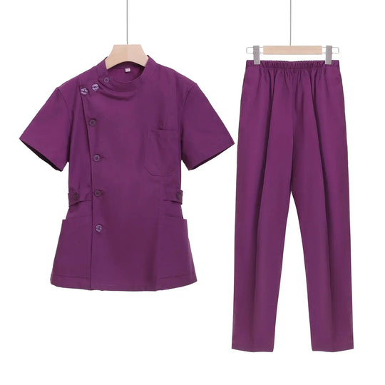 Pink short scrub set, medical uniform for nurse and Doctor, women's clothing, two piece nursing suit, salon hospital dress with logo MedSurgery Store For Digital Health