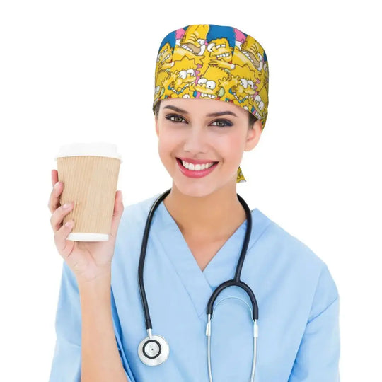 Personalized adjustable work cap with brain explosion, Simpsons surgical cap, surgical cap for nursing, doctor, surgeon, for Chef MedSurgery Store For Digital Health