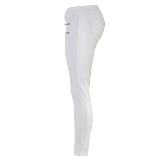 Women's low rise pants, elastic tight pants with double zipper, white faux leather pants for women MedSurgery Store For Digital Health