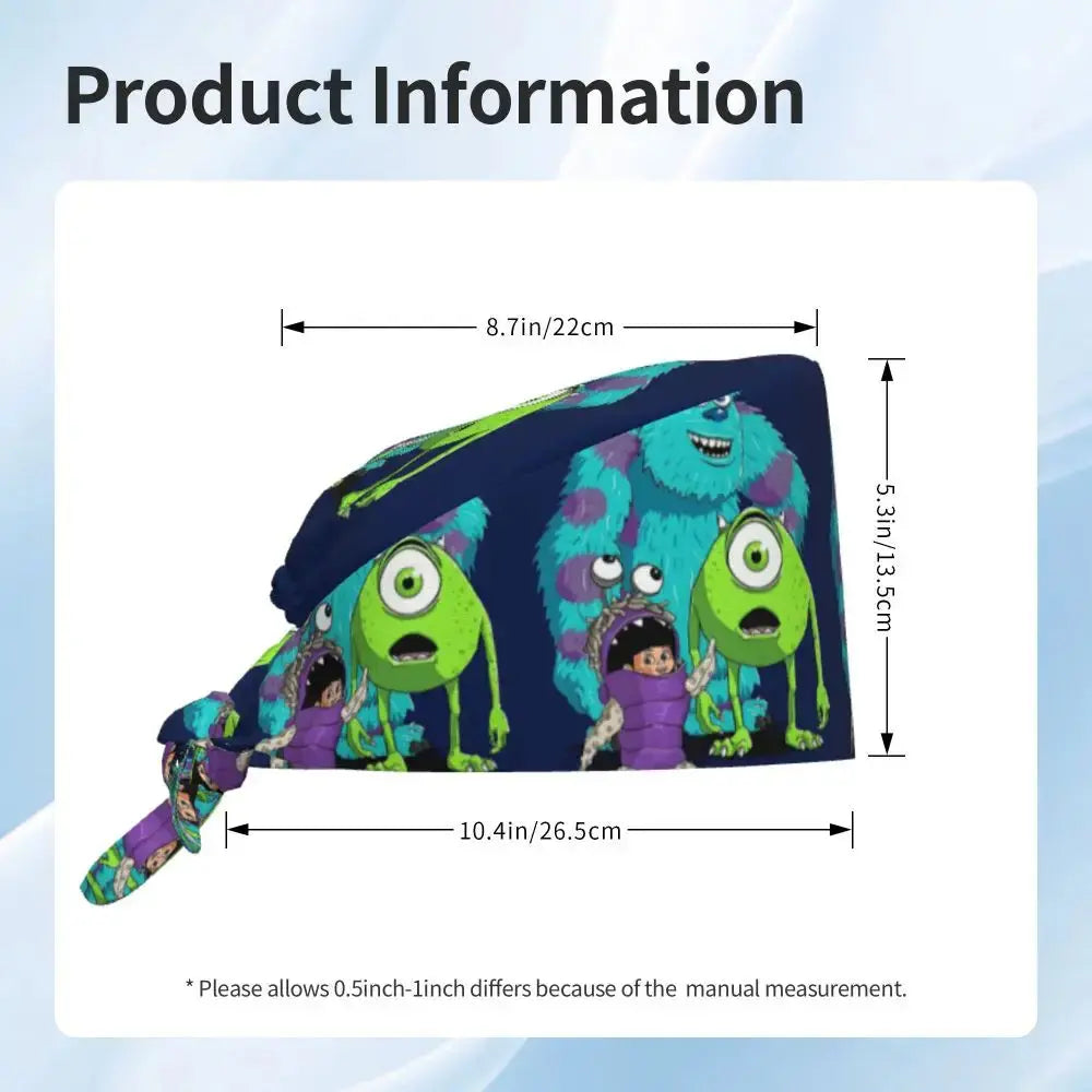 Customized adjustable work cap with Monsters University cartoon, surgical cap for men and women, surgical cap for nursing, doctor and surgeon MedSurgery Store For Digital Health
