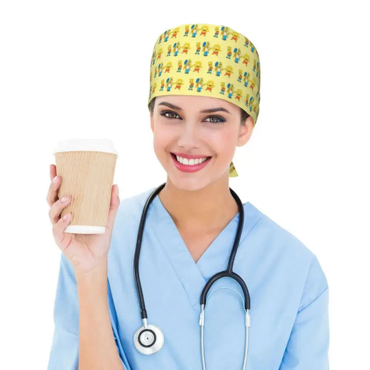 Customized The Simpsons Cartoon Cartoon Medical Staff Scrubs Hat Men Women Doctor Nursing Surgical Scrub Caps MedSurgery Store For Digital Health