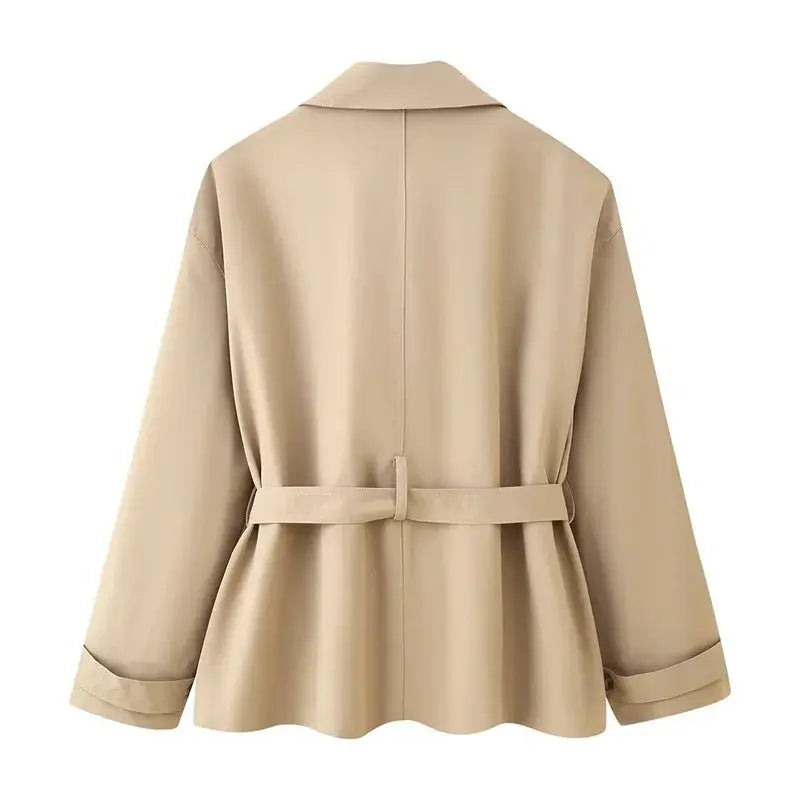 Women's trench coat, new cropped coat with belt, lapel, stylish casual top for women 2025 MedSurgery Store For Digital Health