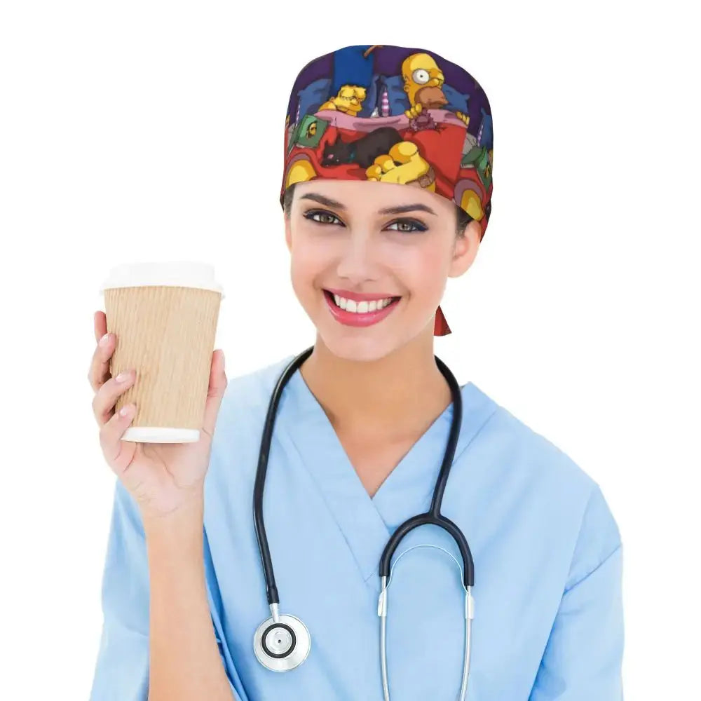 Personalized adjustable work cap with brain explosion, Simpsons surgical cap, surgical cap for nursing, doctor, surgeon, for Chef MedSurgery Store For Digital Health