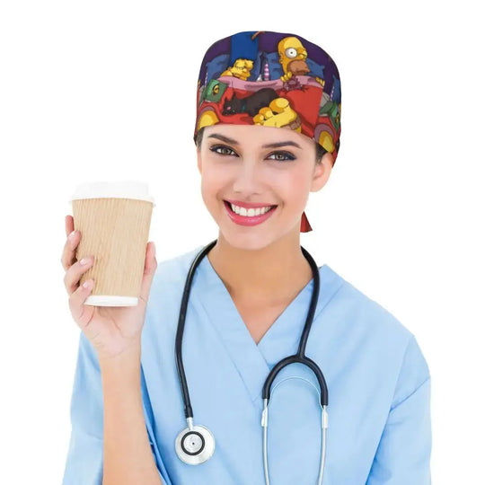 Personalized adjustable work cap with brain explosion, Simpsons surgical cap, surgical cap for nursing, doctor, surgeon, for Chef MedSurgery Store For Digital Health