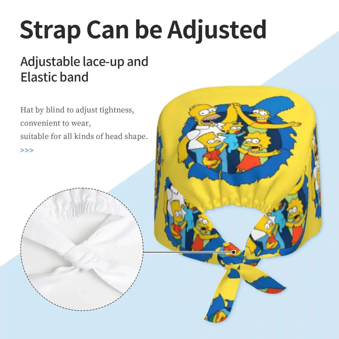Customized The Simpsons Cartoon Cartoon Medical Staff Scrubs Hat Men Women Doctor Nursing Surgical Scrub Caps MedSurgery Store For Digital Health