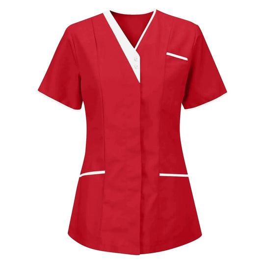 Filipina Medical Elite ISHOWTIENDA - Ergonomic Short Sleeve Clinical Uniform with V-Neck CJdropshipping