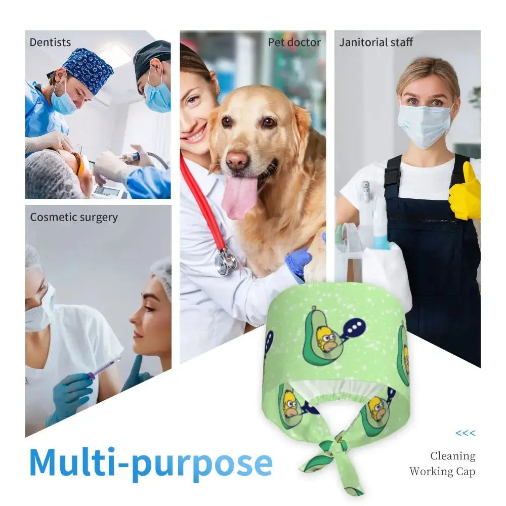 Customized The Simpsons Cartoon Cartoon Medical Staff Scrubs Hat Men Women Doctor Nursing Surgical Scrub Caps MedSurgery Store For Digital Health