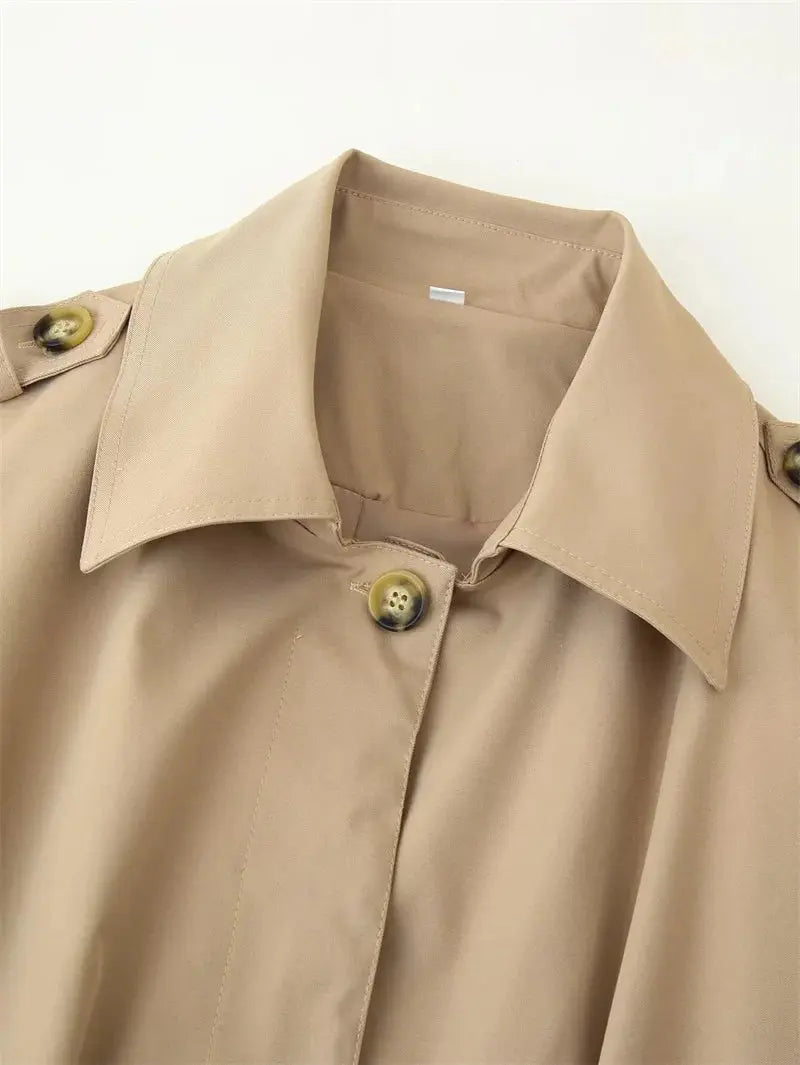 Women's trench coat, new cropped coat with belt, lapel, stylish casual top for women 2025 MedSurgery Store For Digital Health