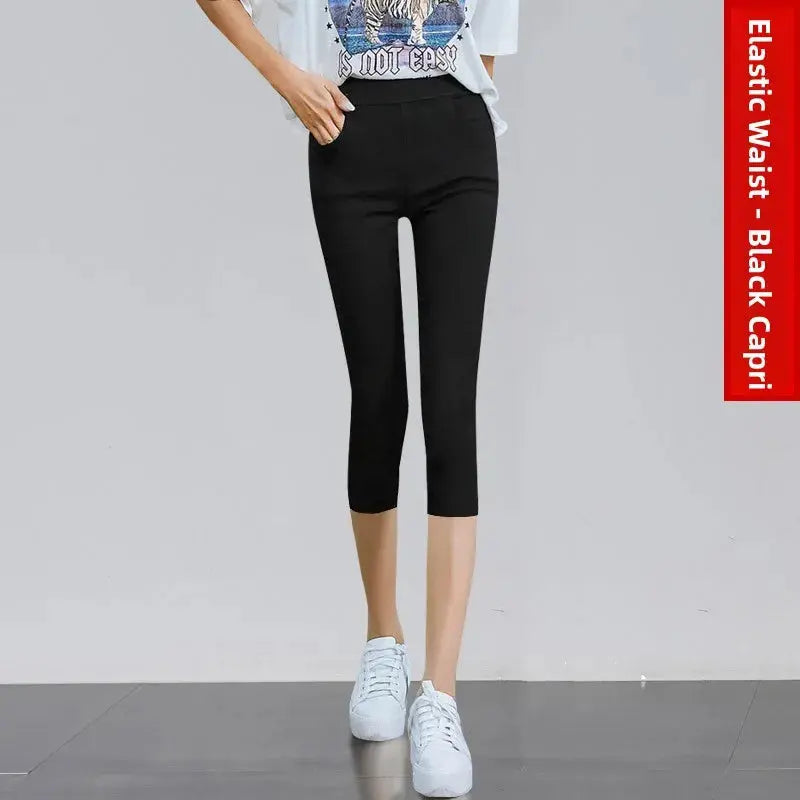 Women's high waist white thin leggings, summer eighteen adeazant plones, small foot plones sie... MedSurgery Store For Digital Health