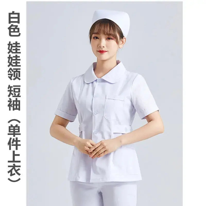 Elite White Nurse Uniform - Women's Short Sleeve Adjustable Scrub Top CJdropshipping
