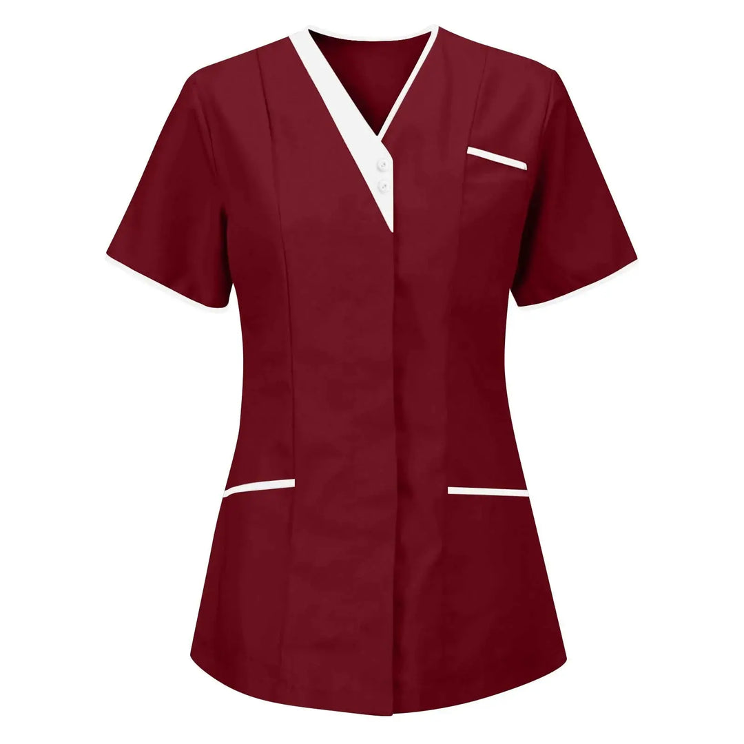 Filipina Medical Elite ISHOWTIENDA - Ergonomic Short Sleeve Clinical Uniform with V-Neck CJdropshipping