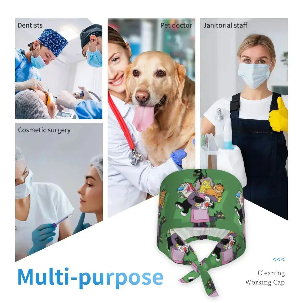 Customized The Simpsons Cartoon Cartoon Medical Staff Scrubs Hat Men Women Doctor Nursing Surgical Scrub Caps MedSurgery Store For Digital Health