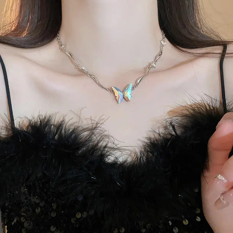 Women's Butterfly and Snake Pendant Necklace, Punk Y2K Tassel Choker, Cosplaying Jewelry Accessory MedSurgery Store For Digital Health