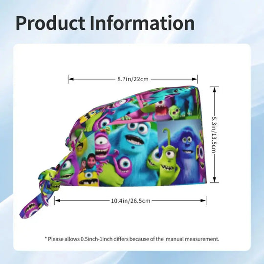 Customized adjustable work cap with Monsters University cartoon, surgical cap for men and women, surgical cap for nursing, doctor and surgeon MedSurgery Store For Digital Health