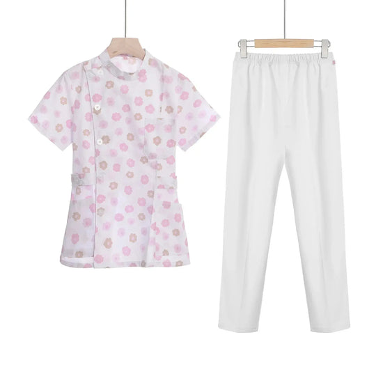 Pink short scrub set, medical uniform for nurse and Doctor, women's clothing, two piece nursing suit, salon hospital dress with logo MedSurgery Store For Digital Health