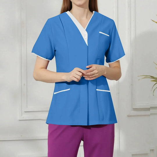 Filipina Medical Elite ISHOWTIENDA - Ergonomic Short Sleeve Clinical Uniform with V-Neck CJdropshipping