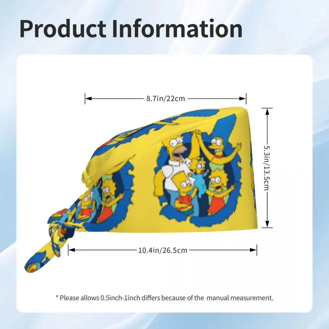 Customized The Simpsons Cartoon Cartoon Medical Staff Scrubs Hat Men Women Doctor Nursing Surgical Scrub Caps MedSurgery Store For Digital Health
