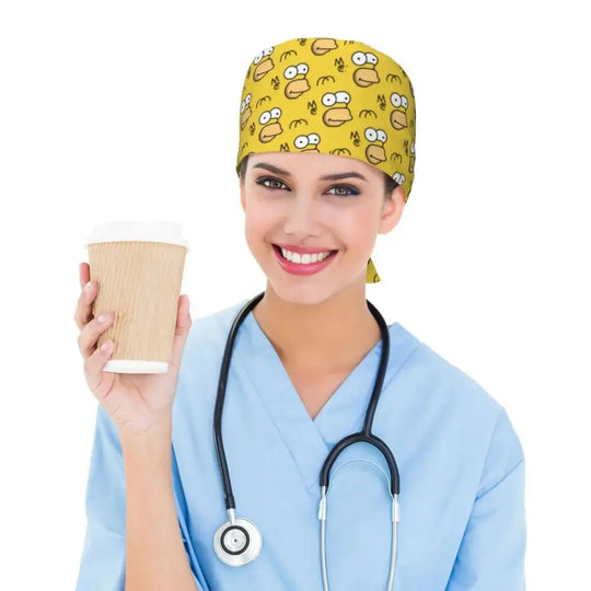 Customized The Simpsons Cartoon Cartoon Medical Staff Scrubs Hat Men Women Doctor Nursing Surgical Scrub Caps MedSurgery Store For Digital Health