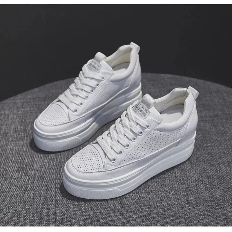 chaussures ete femme espadrille femme basket femme compensé Women's casual sneakers, breathable and comfortable white shoes with 8CM heels, platform height rise, Fall, 2022 MedSurgery Store For Digital Health