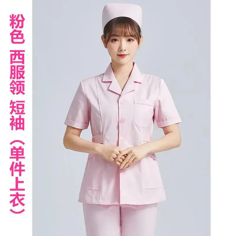 Elite White Nurse Uniform - Women's Short Sleeve Adjustable Scrub Top CJdropshipping