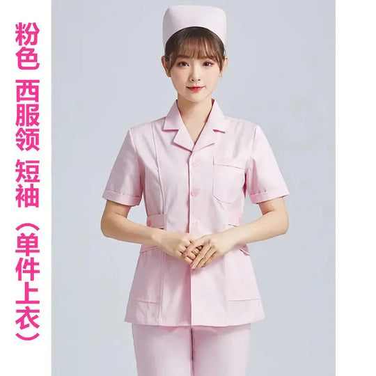 Elite White Nurse Uniform - Women's Short Sleeve Adjustable Scrub Top CJdropshipping