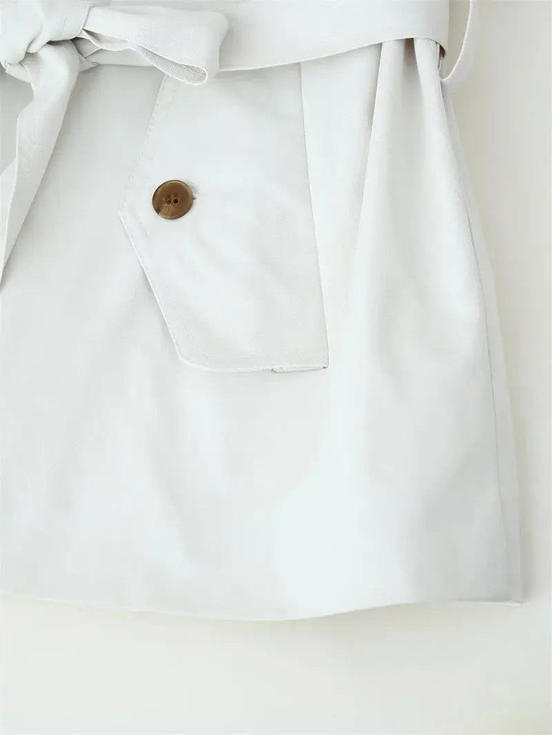 Women's trench coat, new cropped coat with belt, lapel, stylish casual top for women 2025 MedSurgery Store For Digital Health
