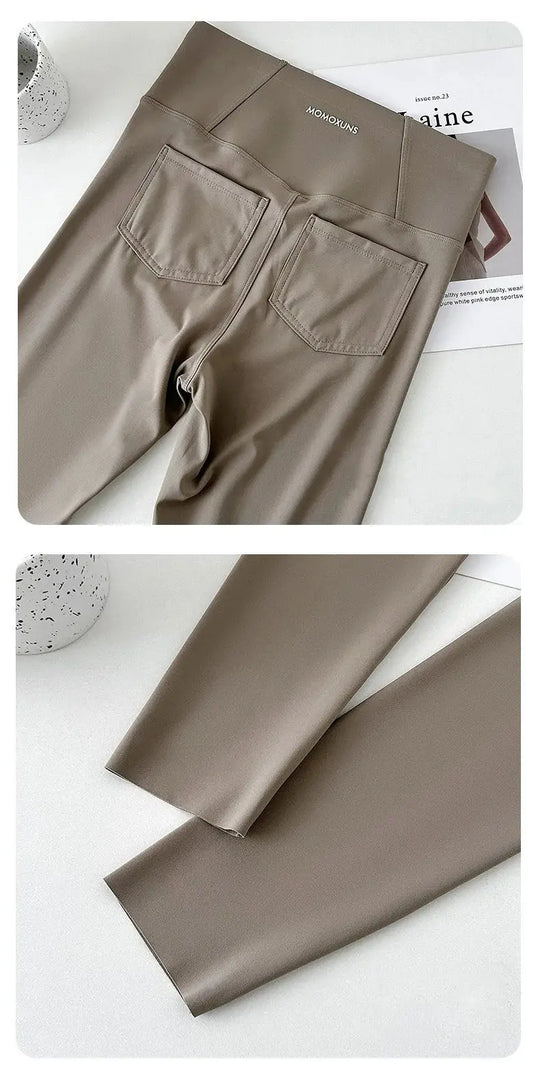 BIVIGAOS 2025 Spring Summer back pocket Sharkskin Leggings women's tight white Casual sport Fitness Leggings Leggings skinny pants MedSurgery Store For Digital Health