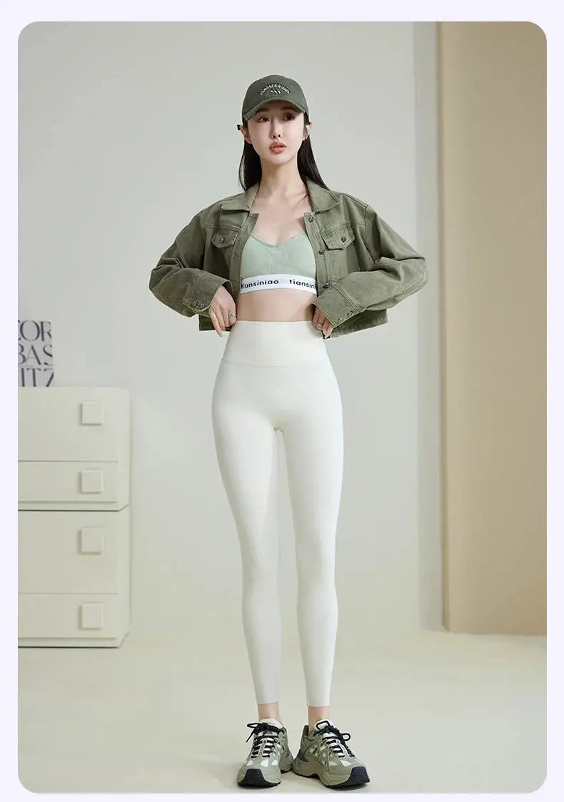 BIVIGAOS 2025 Spring Summer New Red Plum 3D Nude Feeling Nude Sharkskin Leggings Slim Women Sexy Sport Yoga Push Up Fitness Leggings MedSurgery Store For Digital Health